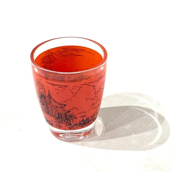 Vintage FRANCE Barware, Japanese Scene Liquor Decanter with Shot Glasses - Picture 10 of 13